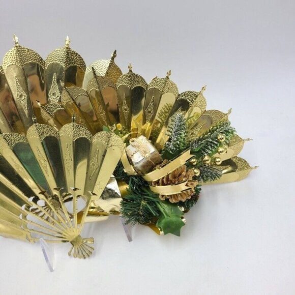 Vintage Homco Home Interiors Gifts 1176 Romantique Fans Brass Lot 4 Lucite Stand - Picture 4 of 11